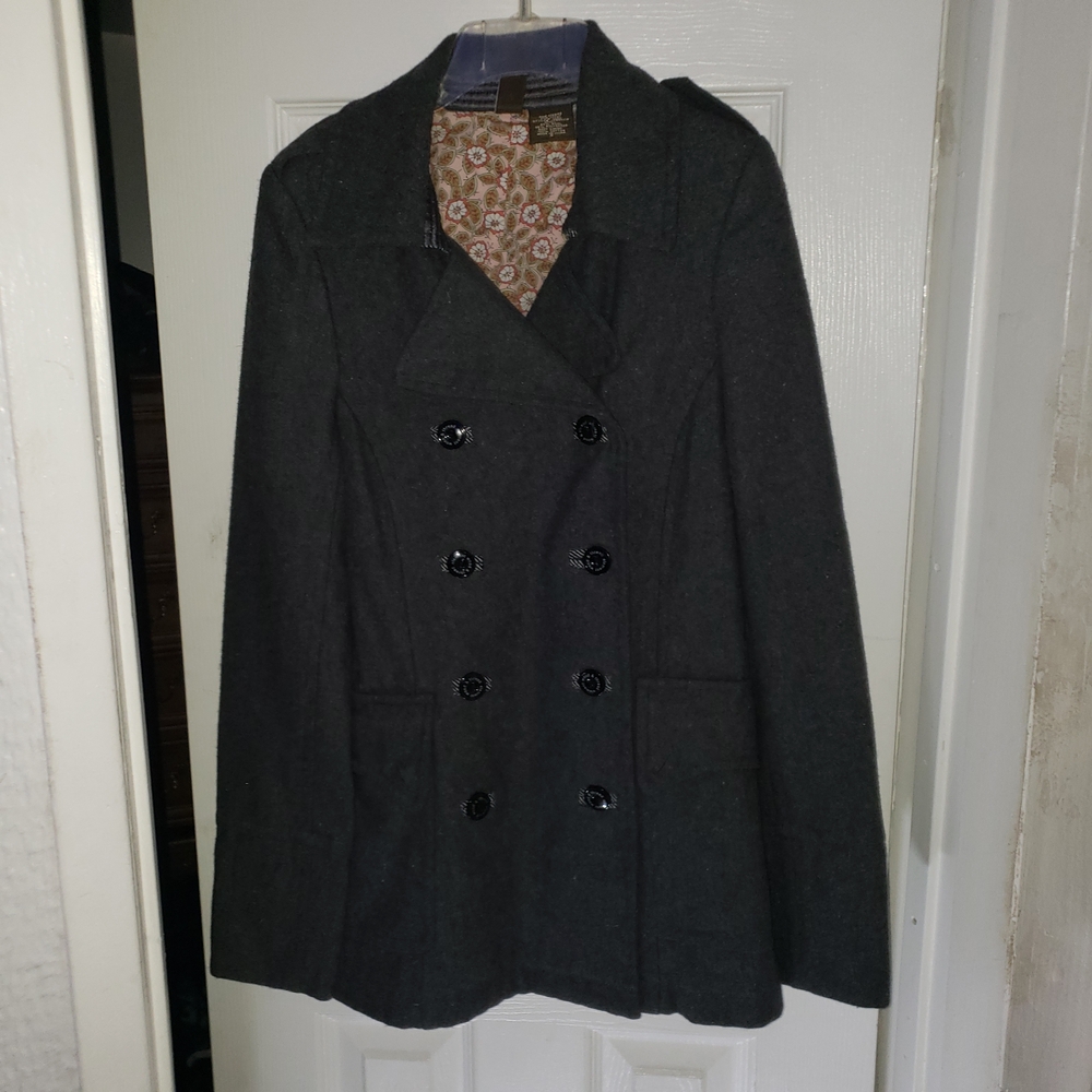 Element Gray Peacoat Tailored Wool-Blend